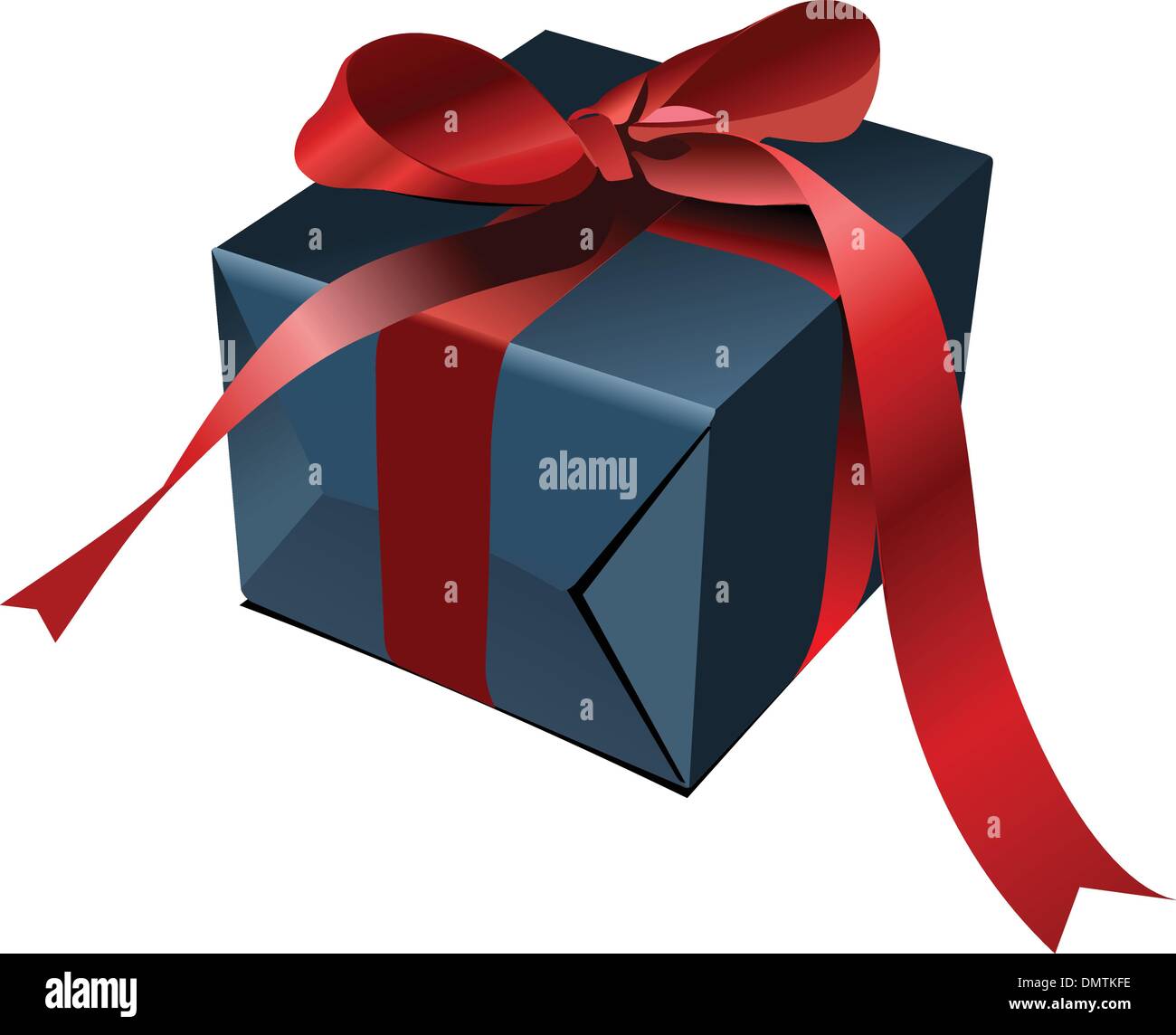 Blauen Geschenkbox Mit Roter Schleife Vektor Illustration Stock Vektorgrafik Alamy