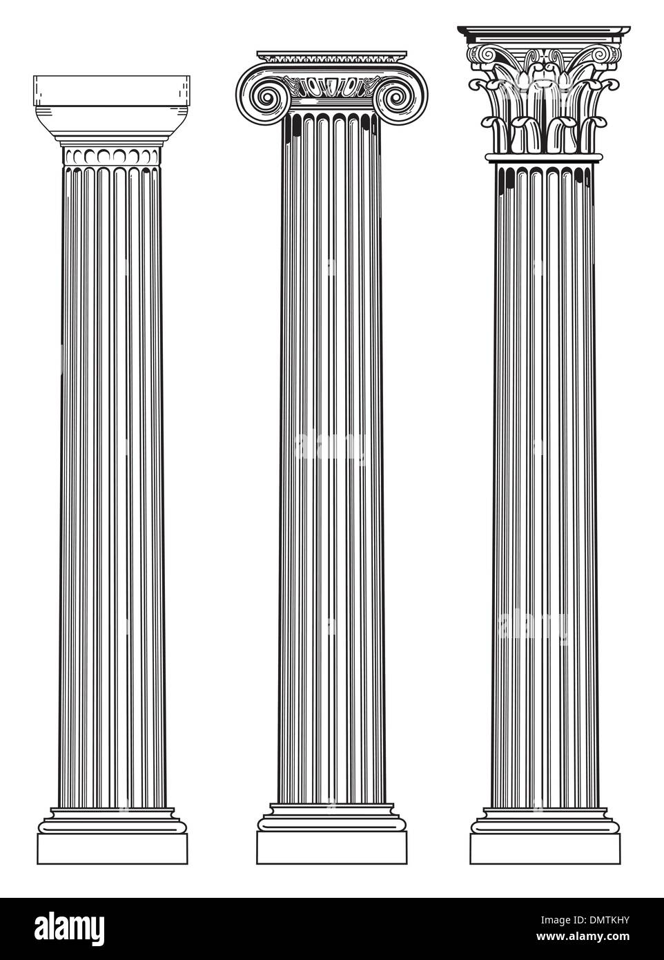 drei antiken Säulen Stock Vektor