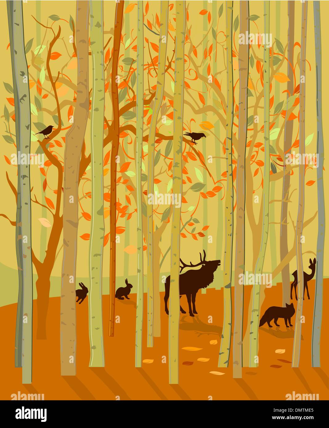 Tiere des Waldes im Herbst Stock Vektor