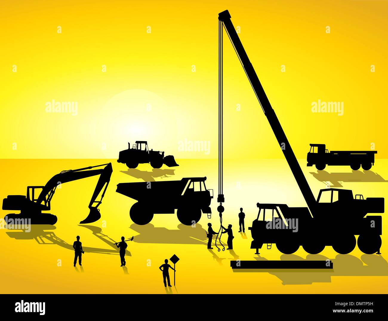 Baustelle bei Sonnenaufgang Stock Vektor