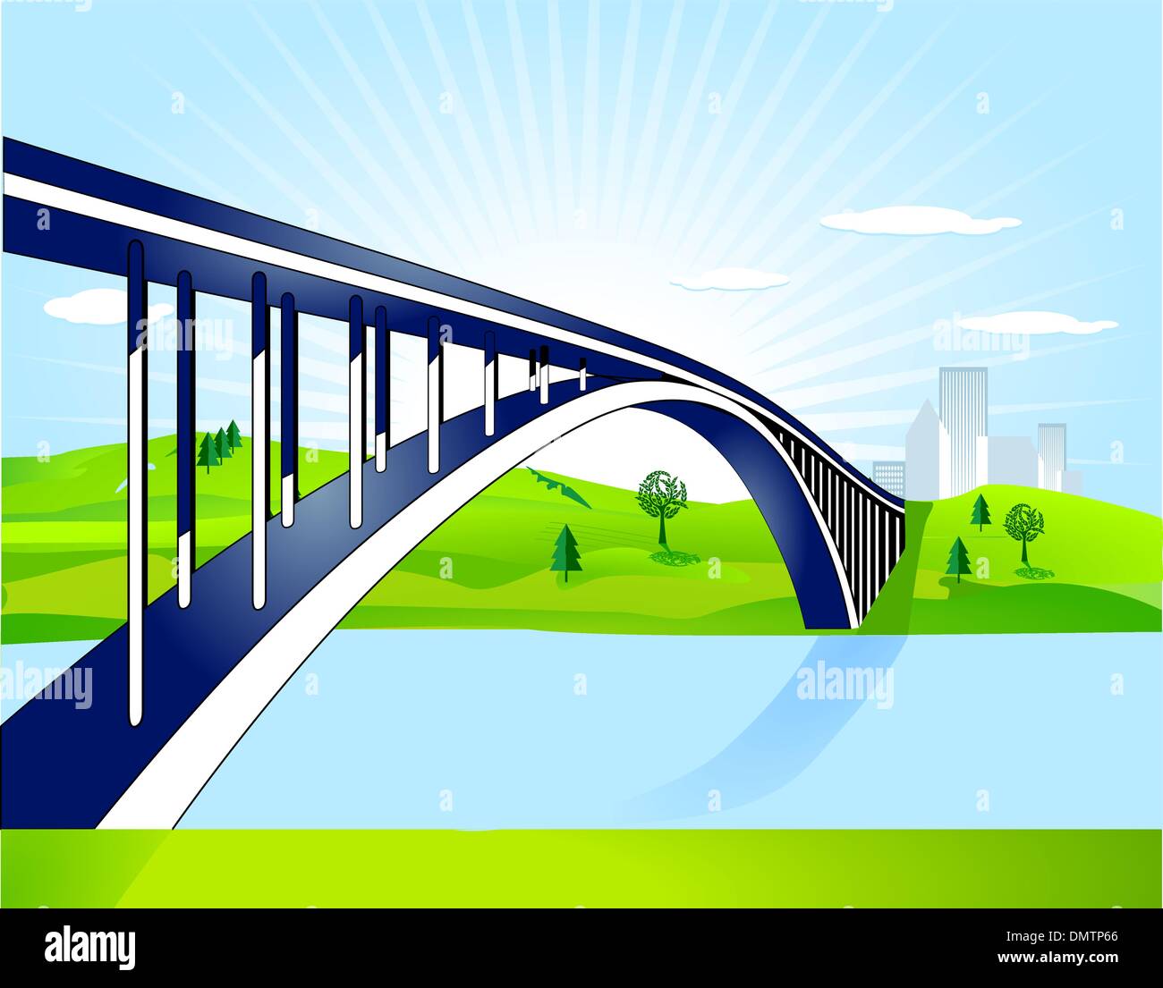 Brücke über Wasser Stock Vektor