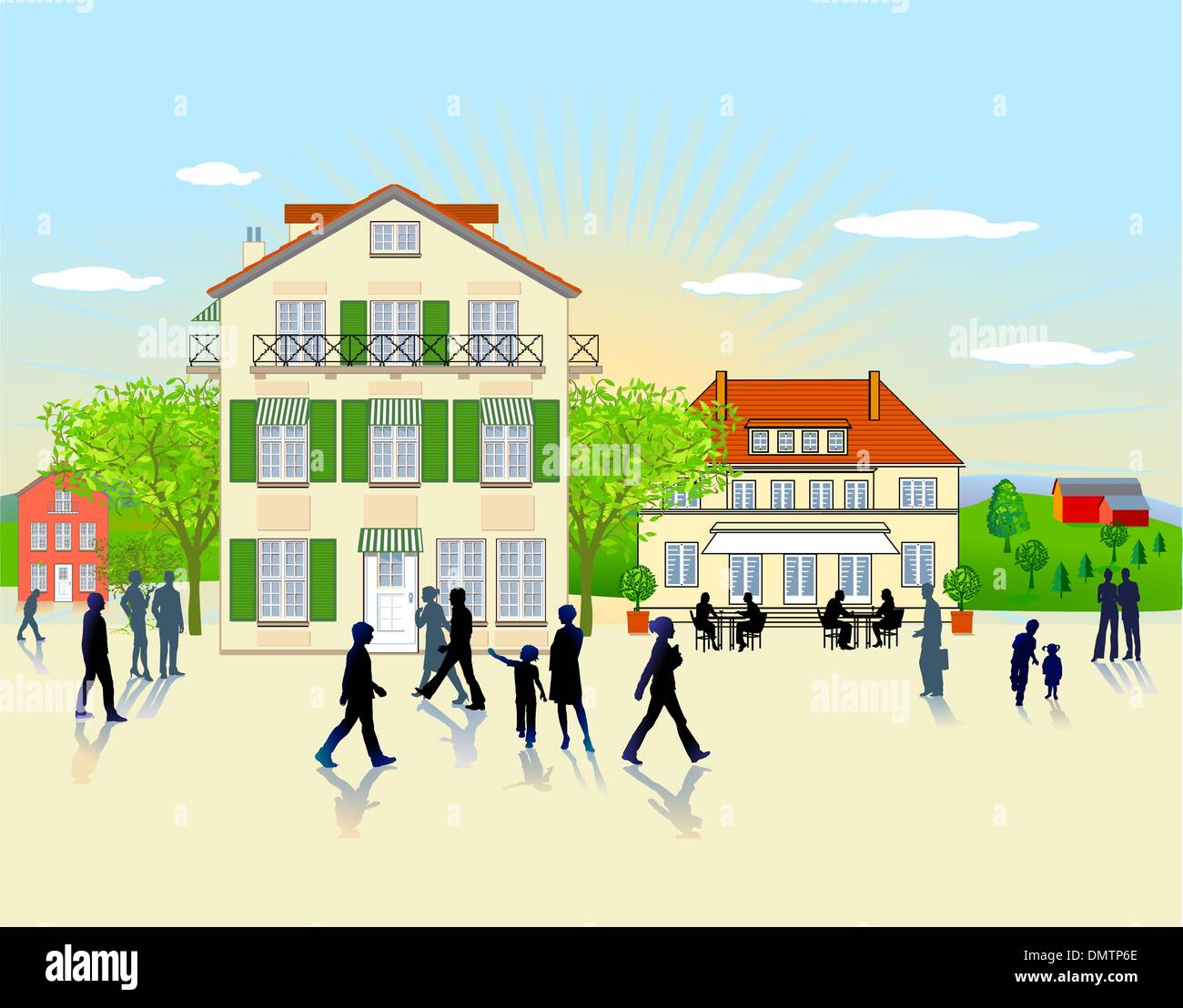 Provinzstadt Stock Vektor