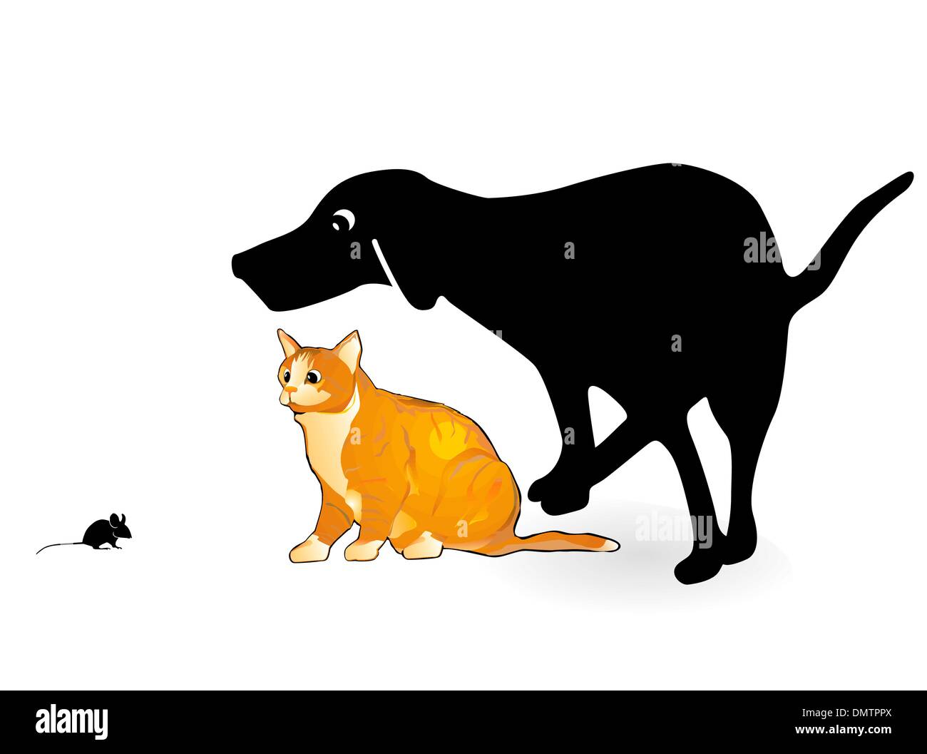 Hund und Katze mit Maus Stock Vektor
