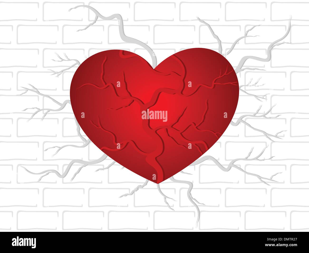 Abstrakte gebrochenes Herz Hintergrund für den Valentinstag. Stock Vektor
