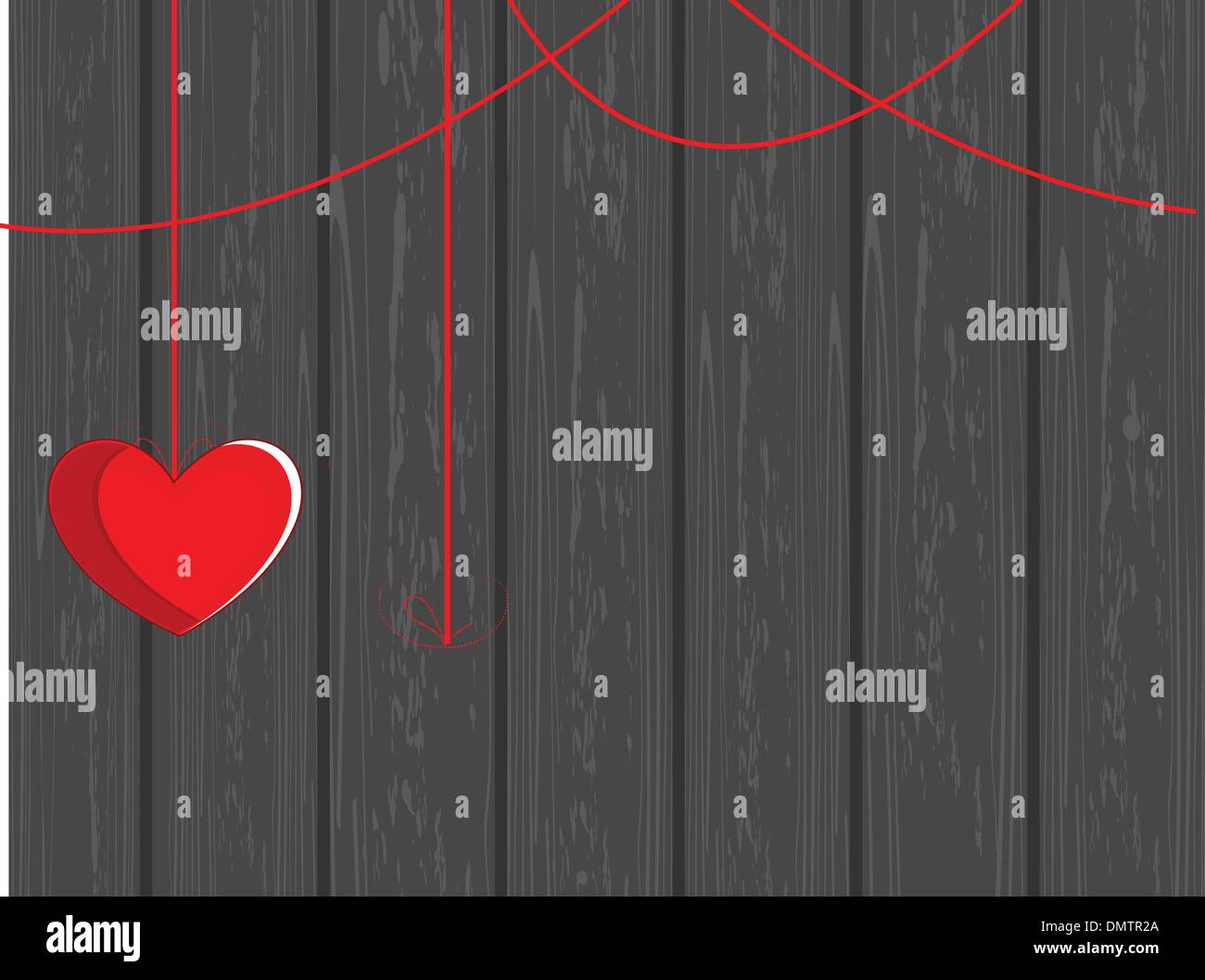 Hängende Herzen auf hölzernen background.vector Illustration. Stock Vektor