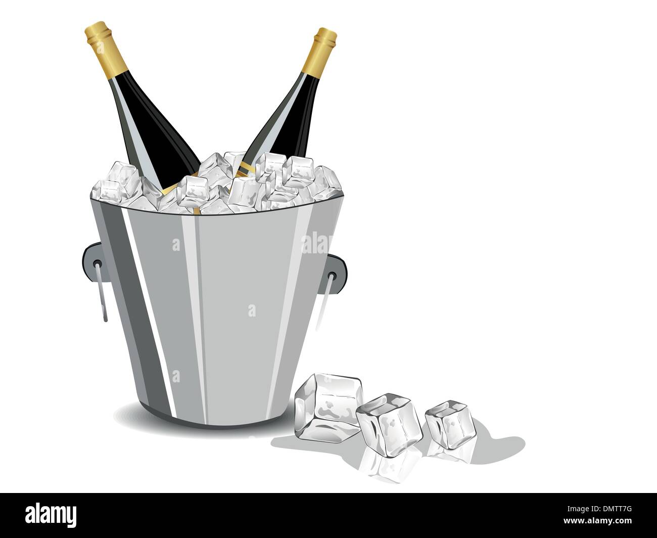 Vektor-Illustration mit Sekt Flasche, Eis-Würfel-Eimer Stock Vektor
