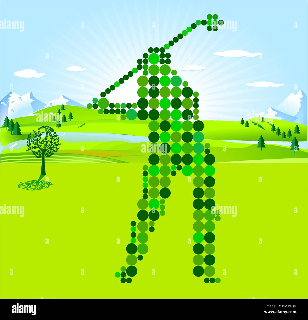 Golf Spieler grüne Noten Stock Vektor