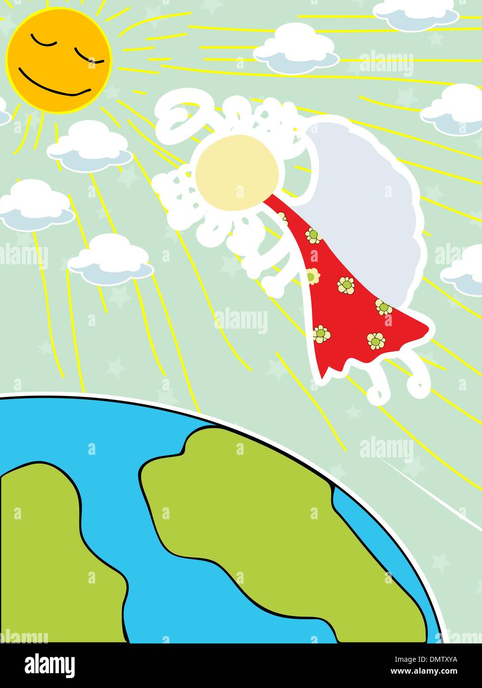 Kindliche Zeichnung eine niedliche Engel Segen der Erde Stock Vektor Kindliche Zeichnung eine niedliche Engel Segen der Erde Stock Vektor