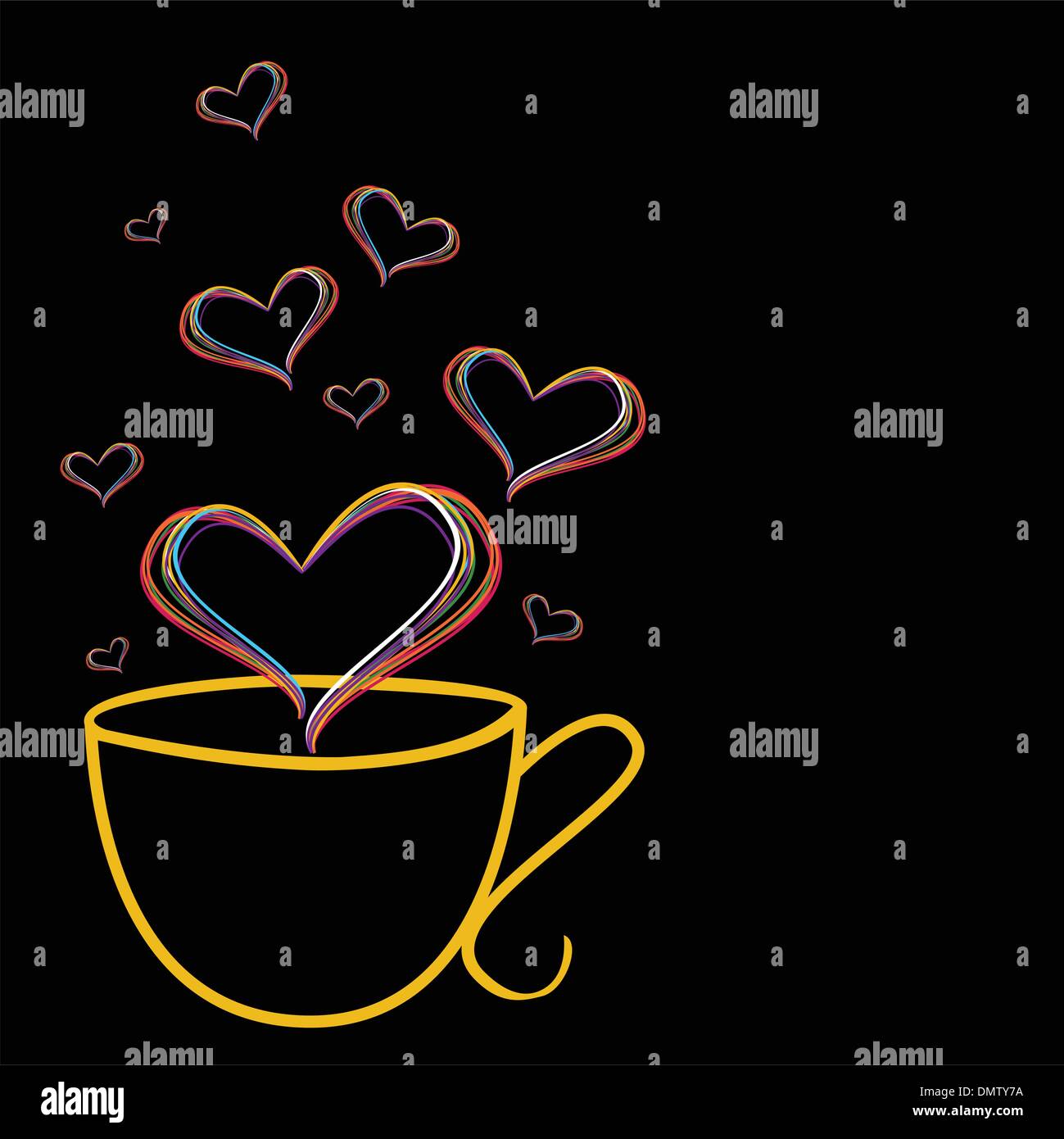 Vektor-Illustration der Liebe mit Kaffee Tasse und Herzen Form in Stock Vektor