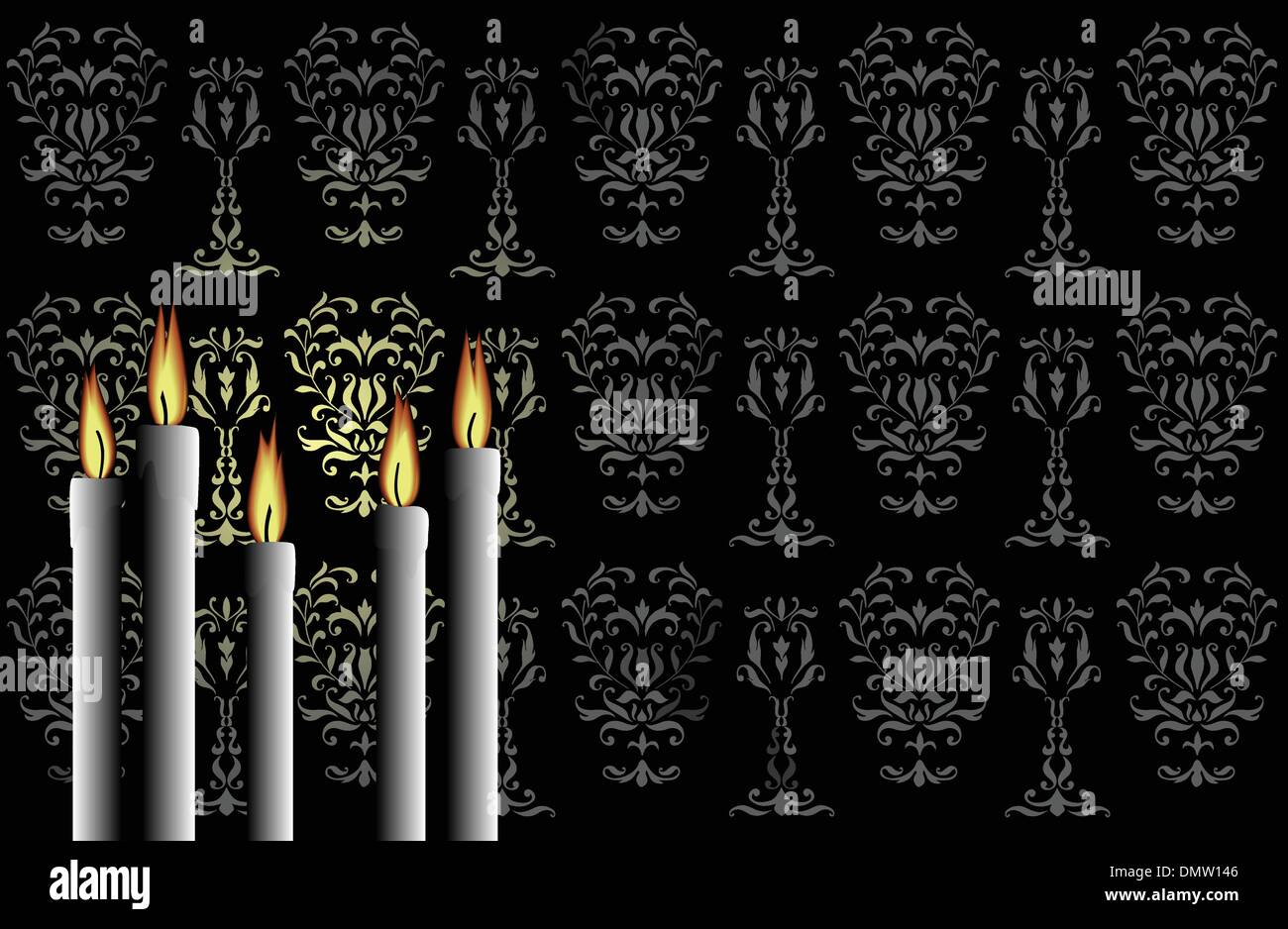 Kerzen auf dem schwarzen Hintergrund Stock Vektor