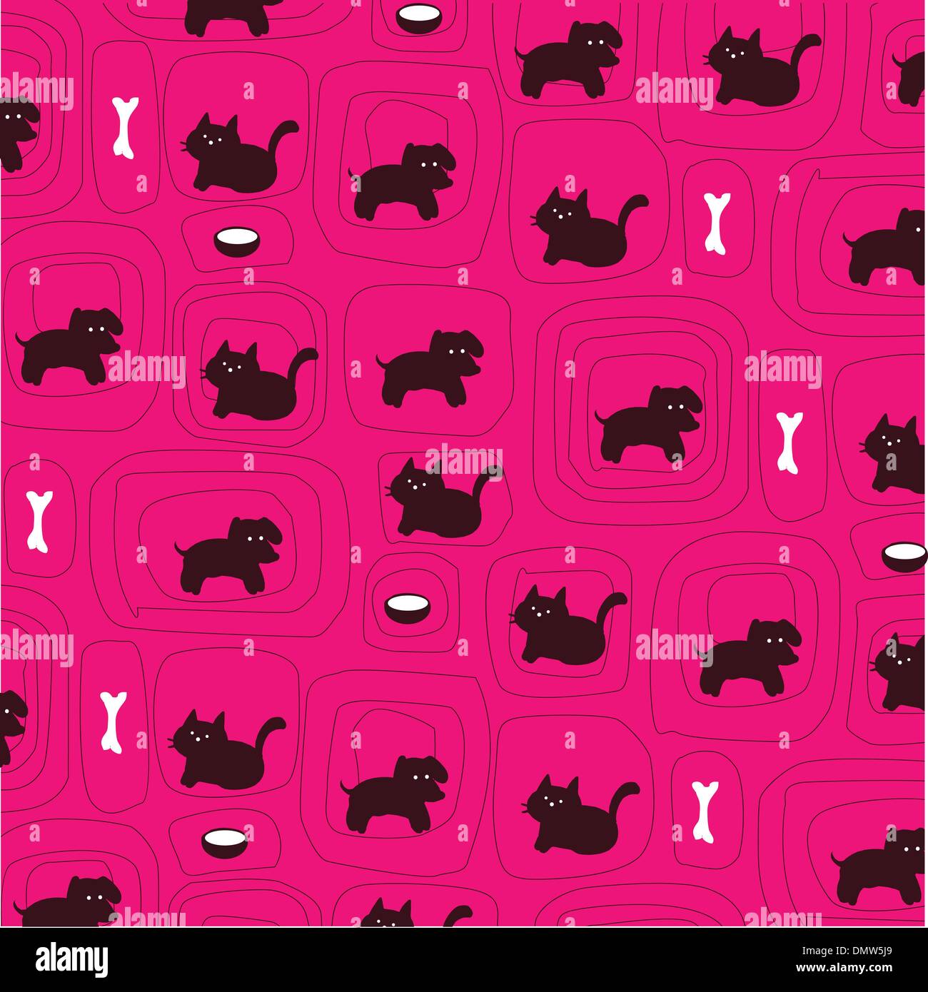 Hunde und Katzen Milch und Knochen Hintergrund Stock Vektor