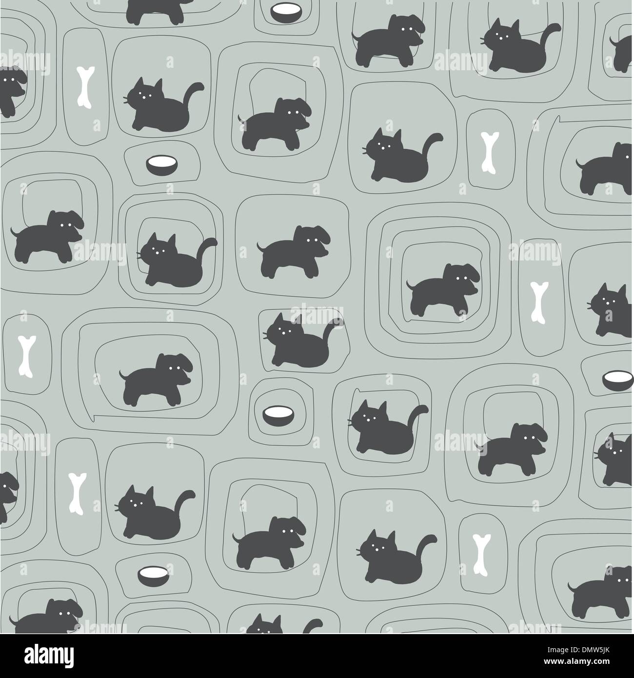 Hunde und Katzen Milch und Knochen neutralem Hintergrund Stock Vektor