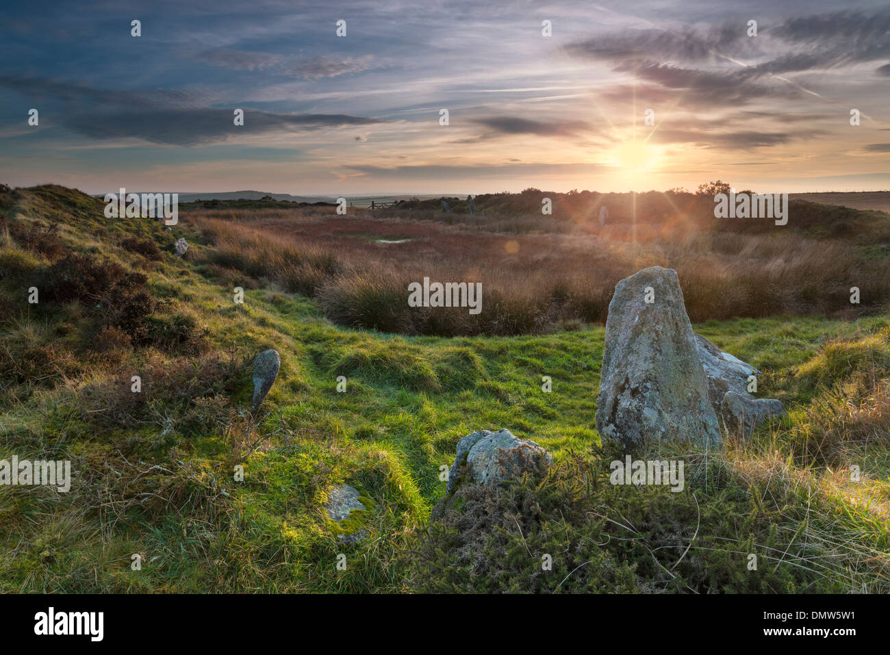 King Arthur Hall einen geheimnisvollen Megalith-Monument in Bodmin Moor in Cornwall vermutlich aus der Jungsteinzeit. Stockfoto