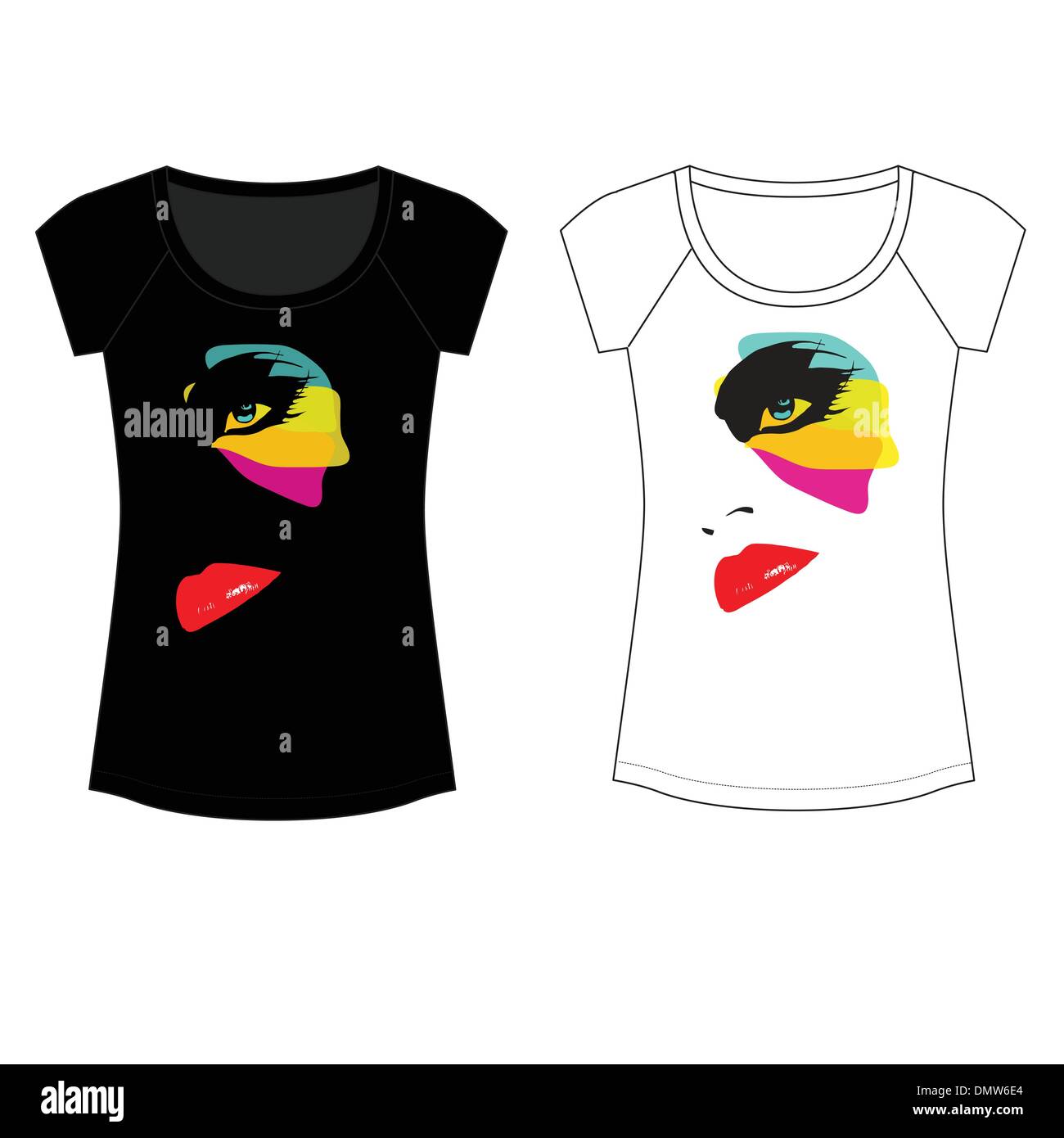 T-shirt Design mit exzentrischen Frau Make-up Stock Vektor