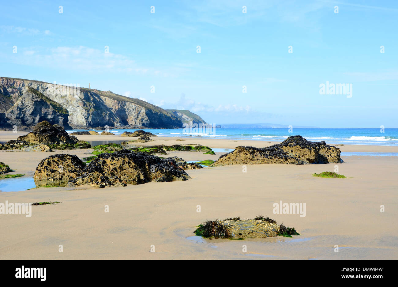 Der Strand von Porthtowan in Cornwall, Großbritannien Stockfoto