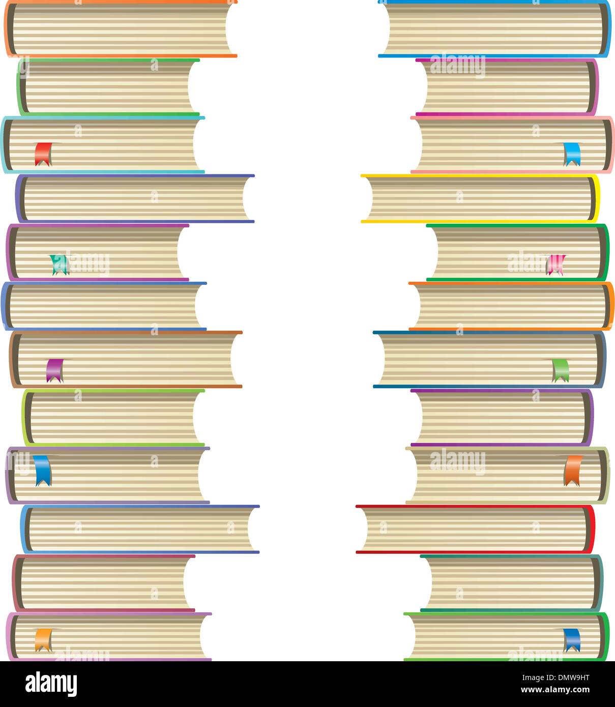 Vektor-Illustration von Büchern mit Lesezeichen Stock Vektor