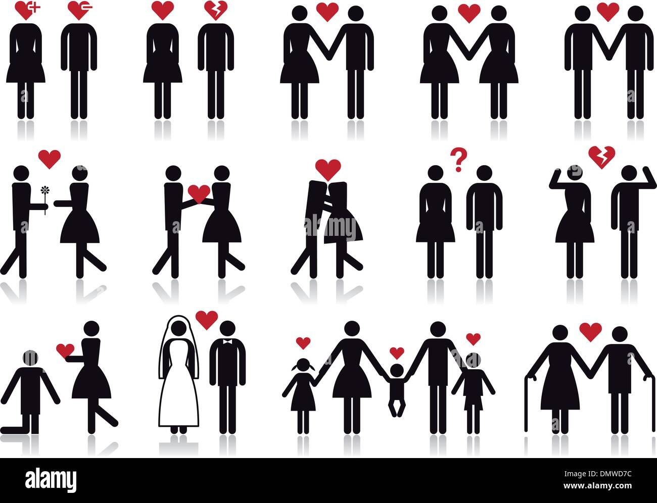 Menschen in der Liebe, Vektor-Icon-set Stock Vektor