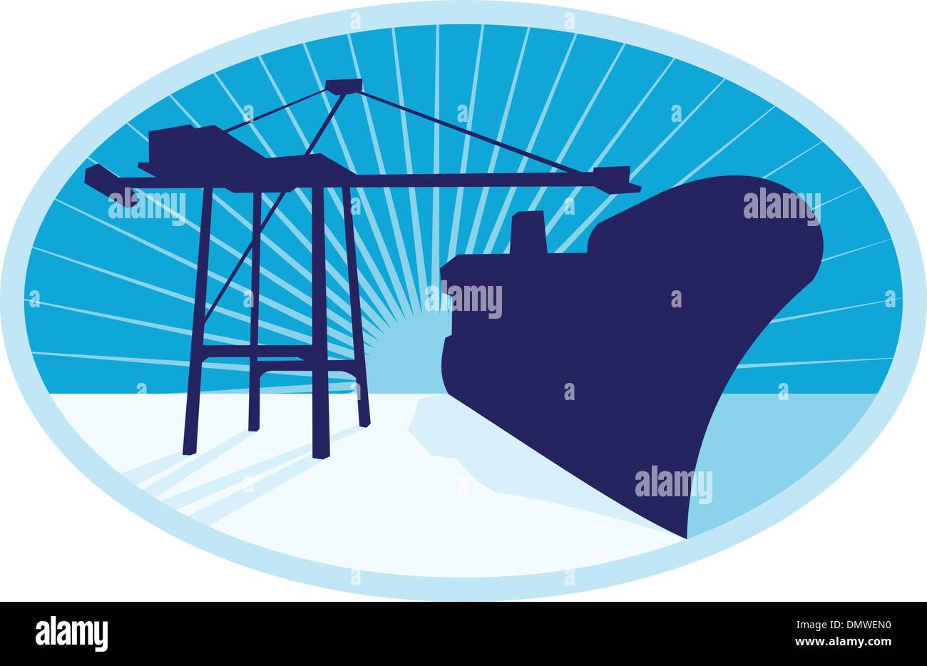 Boom Containerkran Beladung Schiff Boot Stock Vektor