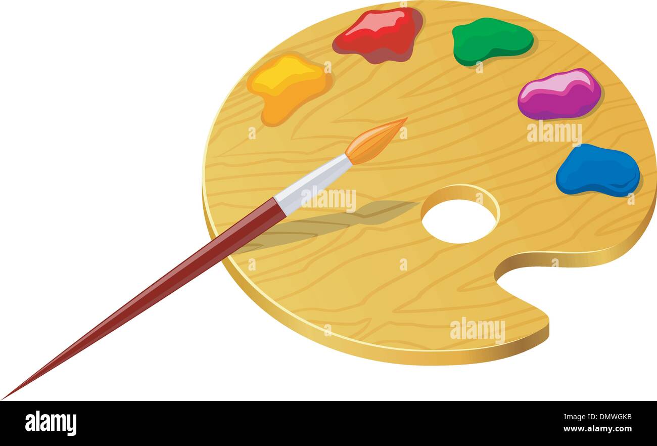 Palette mit Farben und Pinsel Stock Vektor