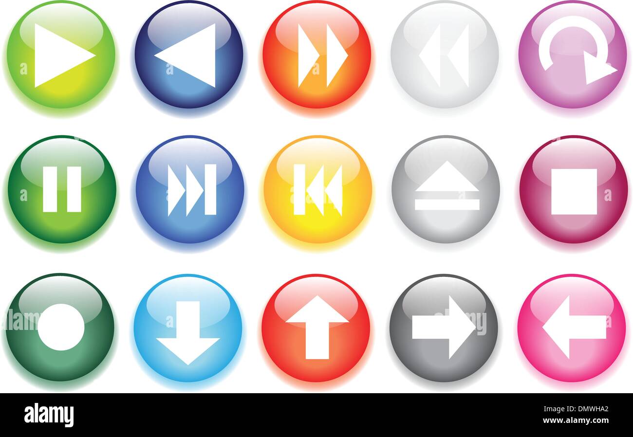 glänzendes Glas Knöpfe für die Website icons Stock Vektor