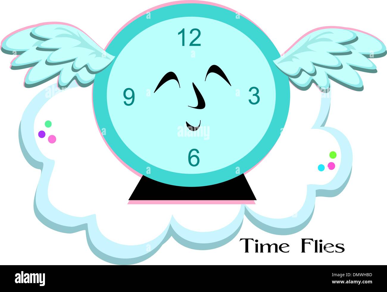 Die Zeit vergeht blaue Uhr Stock Vektor