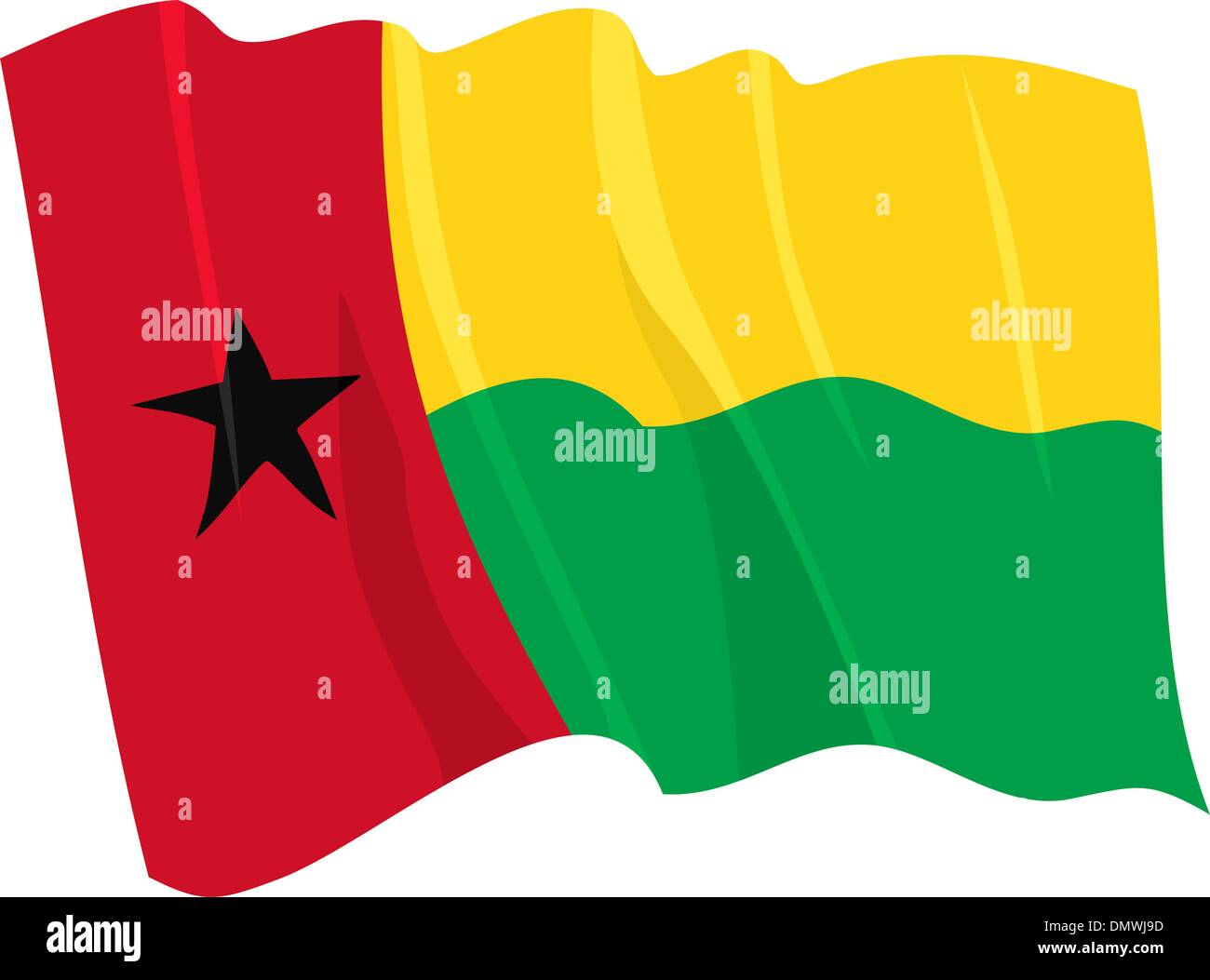 Politischen wehende Flagge Guinea-Bissau Stock Vektor