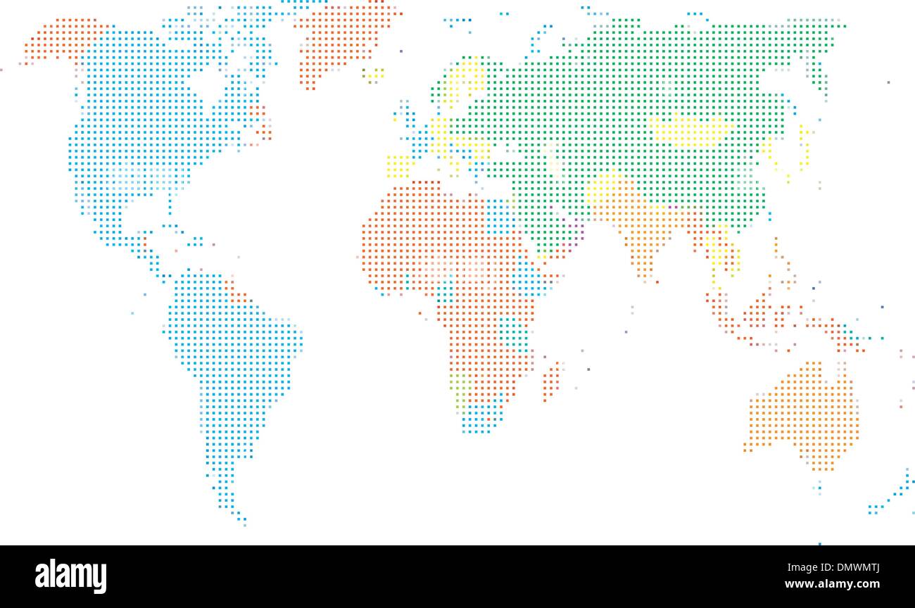 Punkt Stil Weltkarte mit Kontinenten Stock Vektor