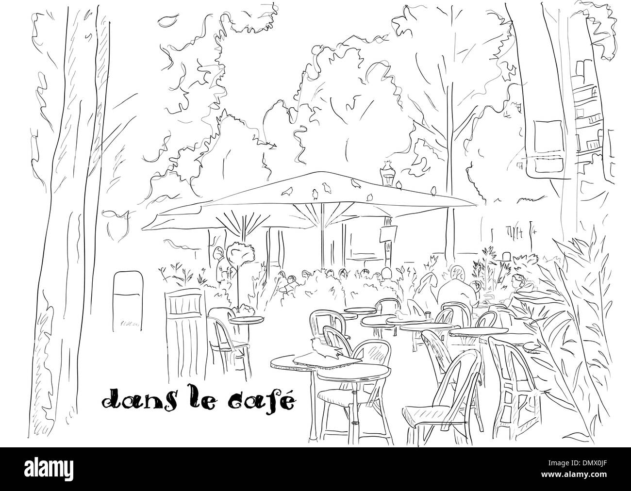 Café auf der Champs-Elysees Stock Vektor