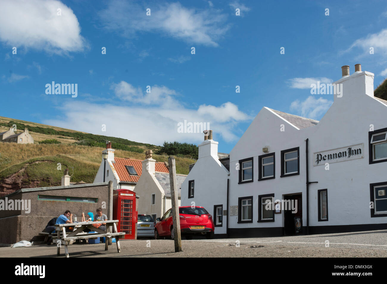 Pennan Telefon Box Lokalmatador Moray aberdeeen Stockfoto