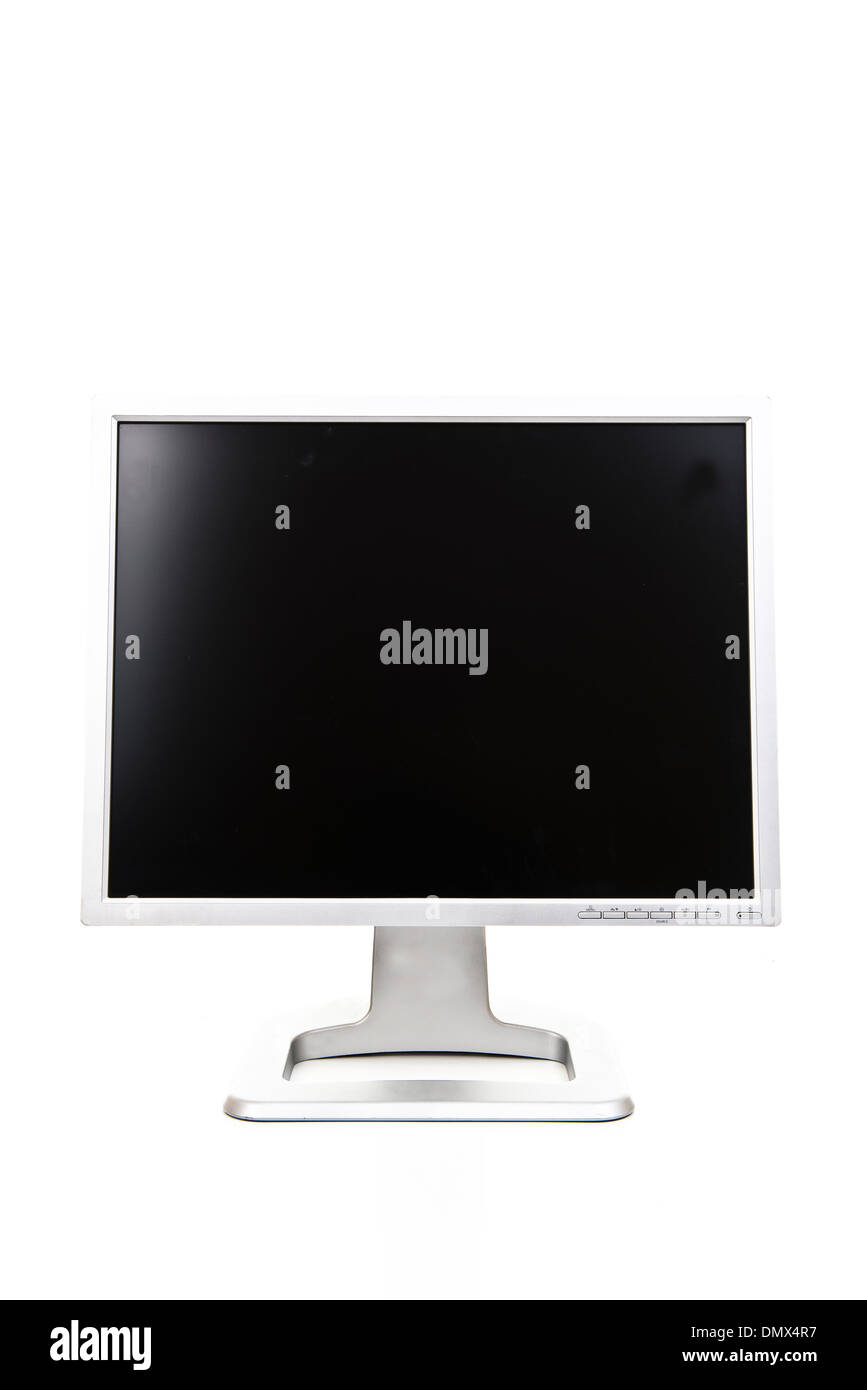 Silber Computermonitor auf weißem Hintergrund Stockfoto