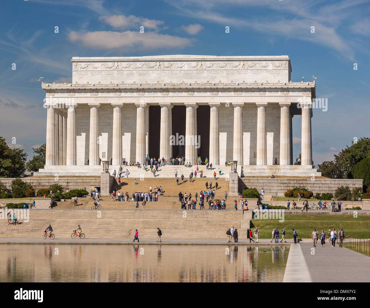 WASHINGTON, DC, USA - Lincoln Memorial und Widerspiegelnder Teich. Stockfoto