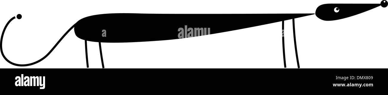 Lustige schwarzer Dackel Silhouette für Ihr design Stock Vektor