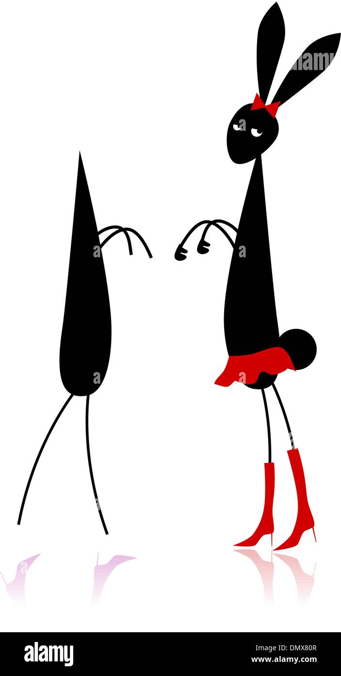 Zwei Mode-Kaninchen für Ihr design Stock Vektor