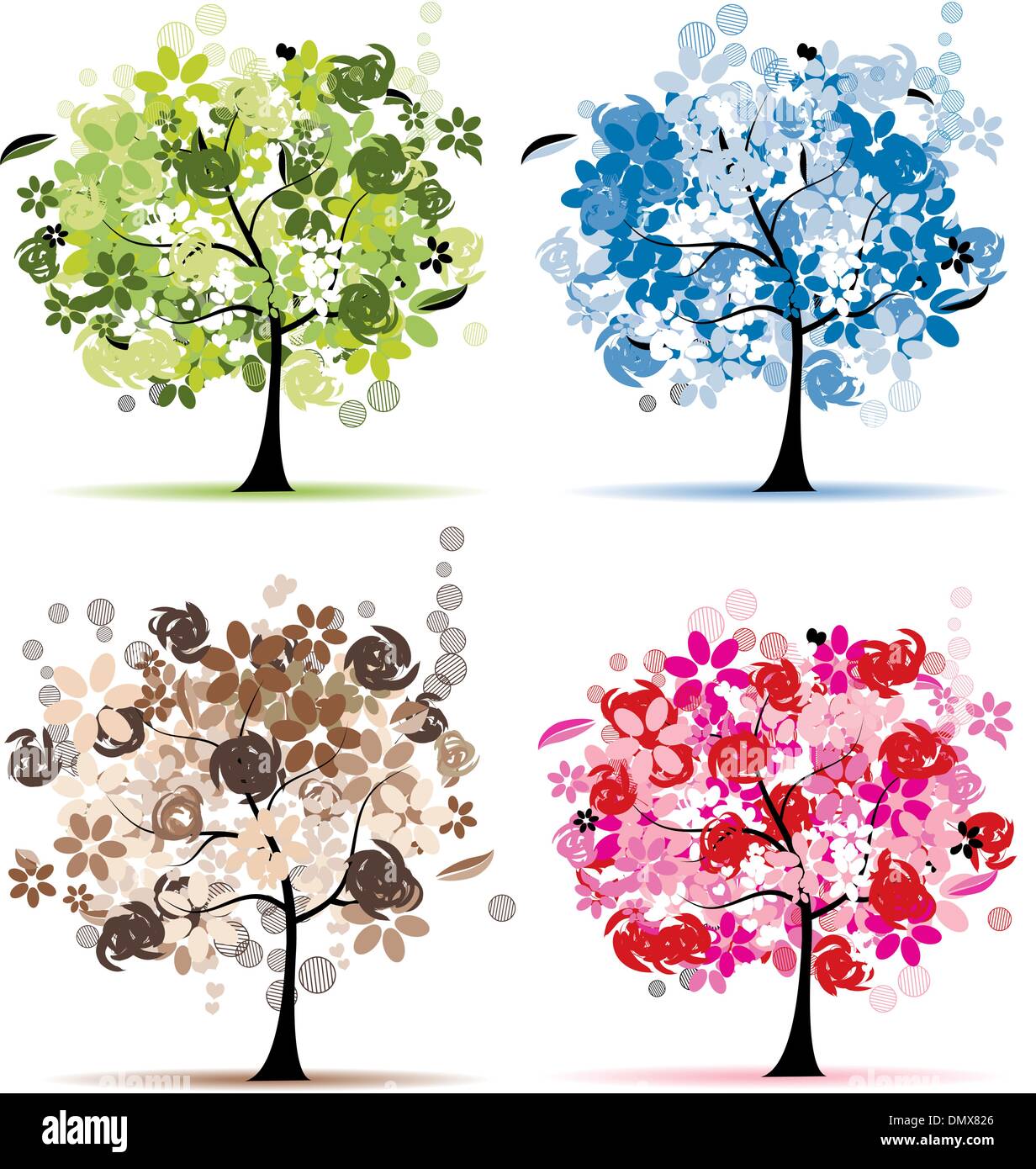 Satz für Ihr Design schöne Blumen Bäume Stock Vektor