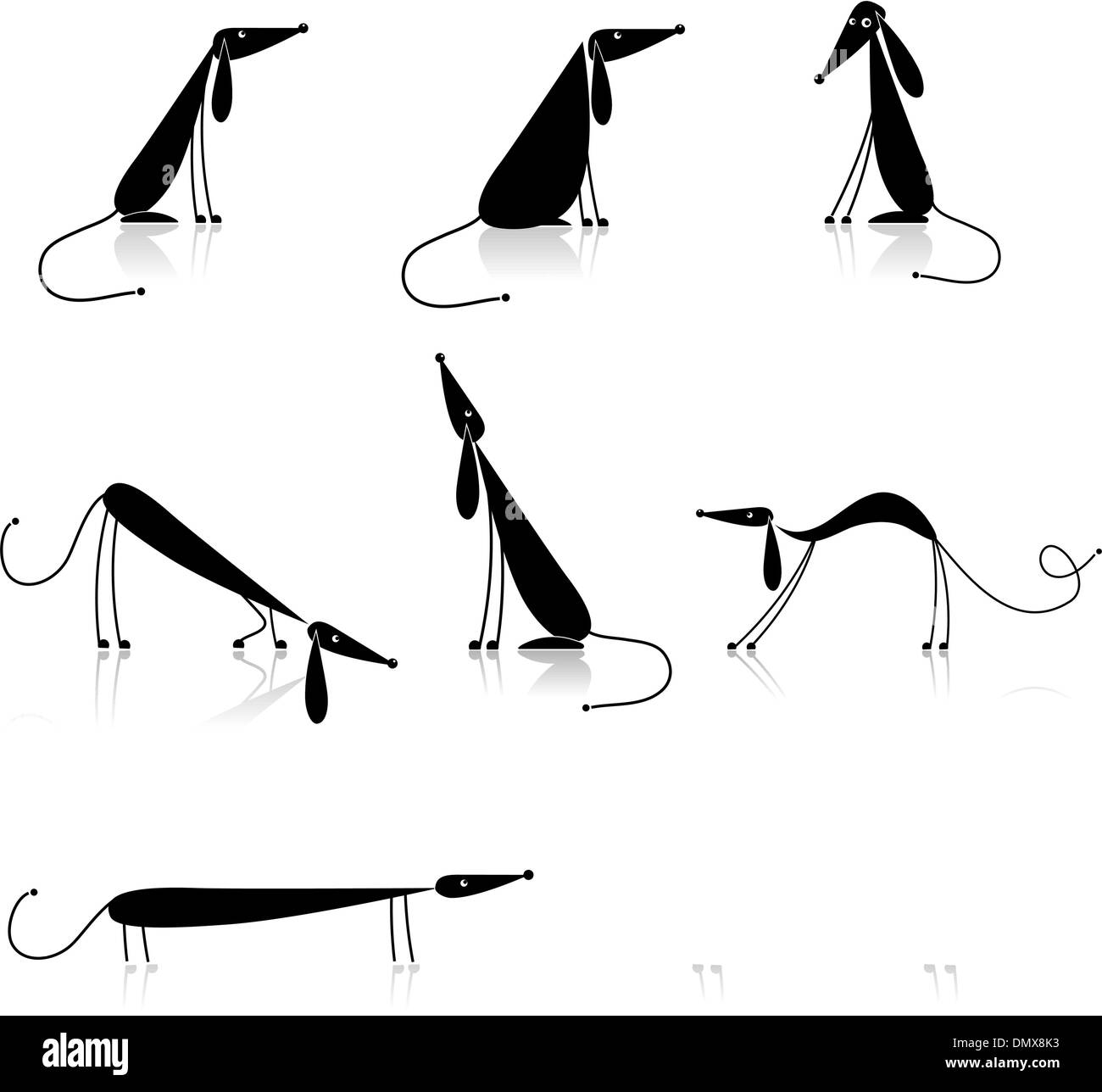 Lustige schwarze Hunde Silhouette, Sammlung für Ihr design Stock Vektor