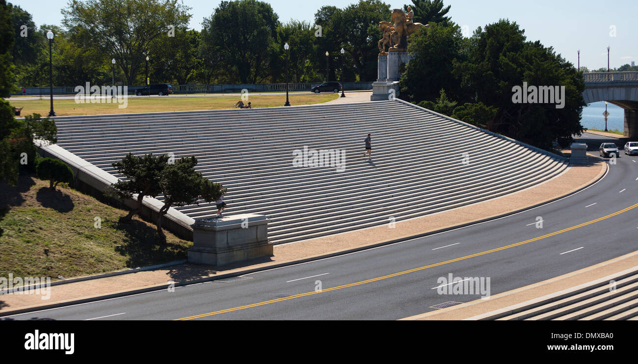 WASHINGTON, DC, USA - Treppe an der Schleuse am Potomac RIver. Stockfoto