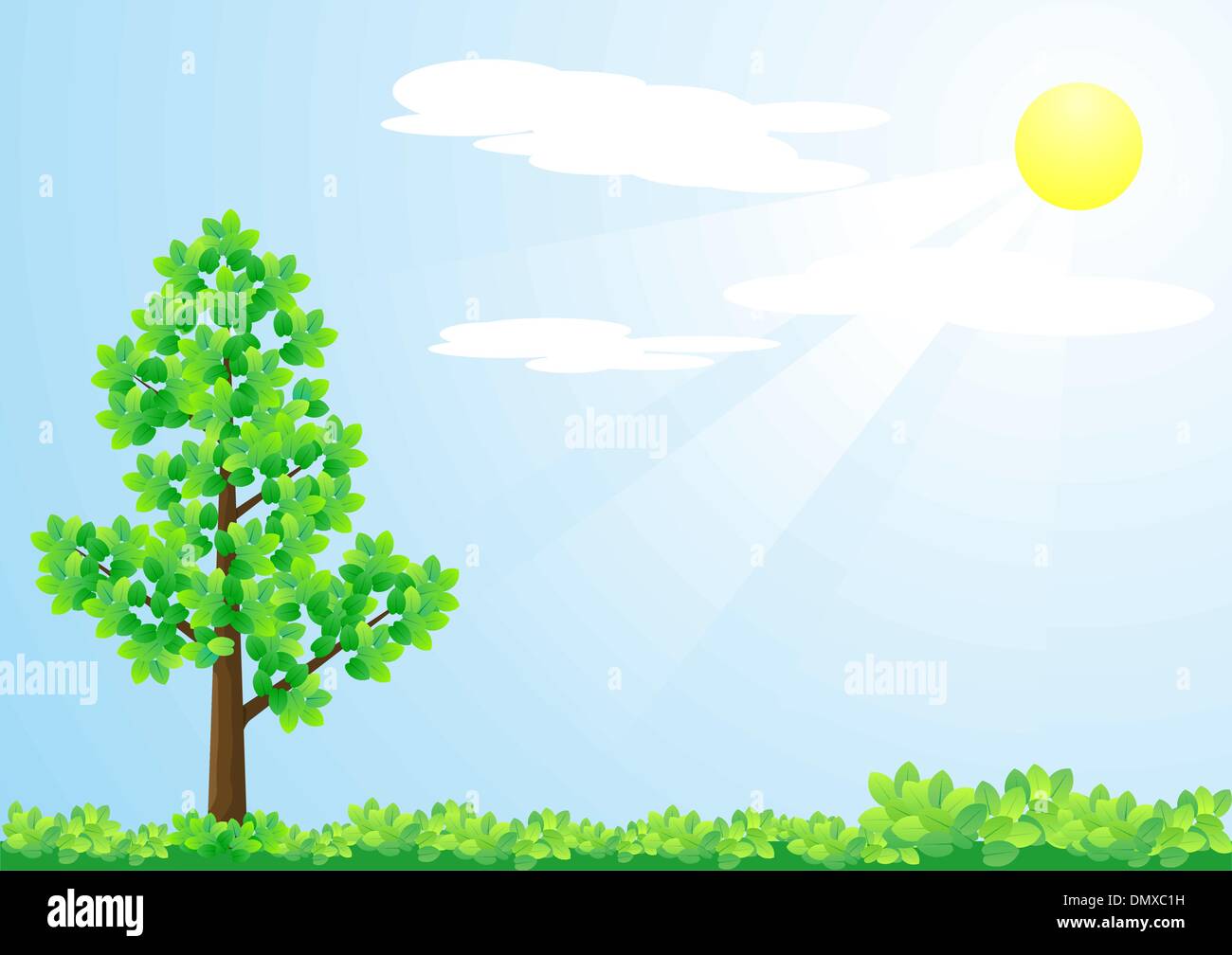 Baum und Sonne Stock Vektor