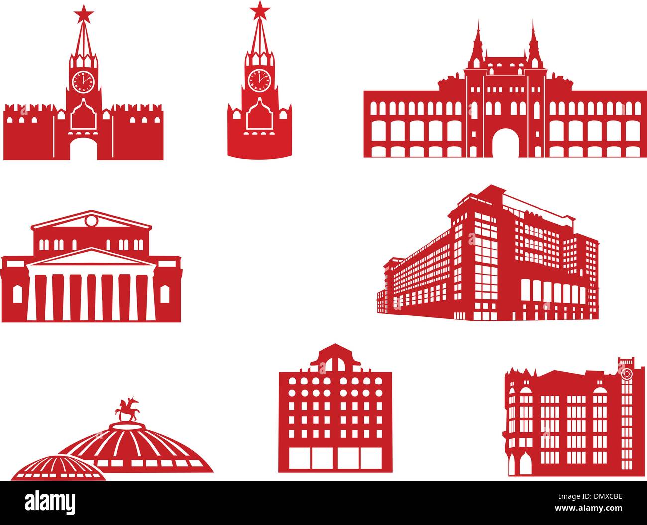 Moskau-Gebäude-Symbole Stock Vektor