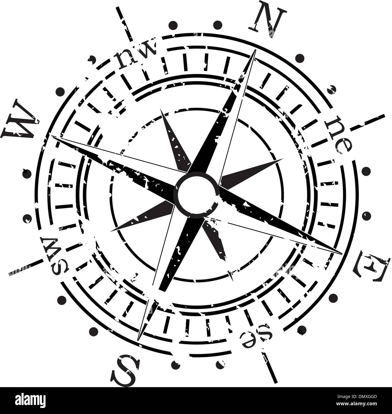 Grunge-Vektor-Kompass Stock Vektor