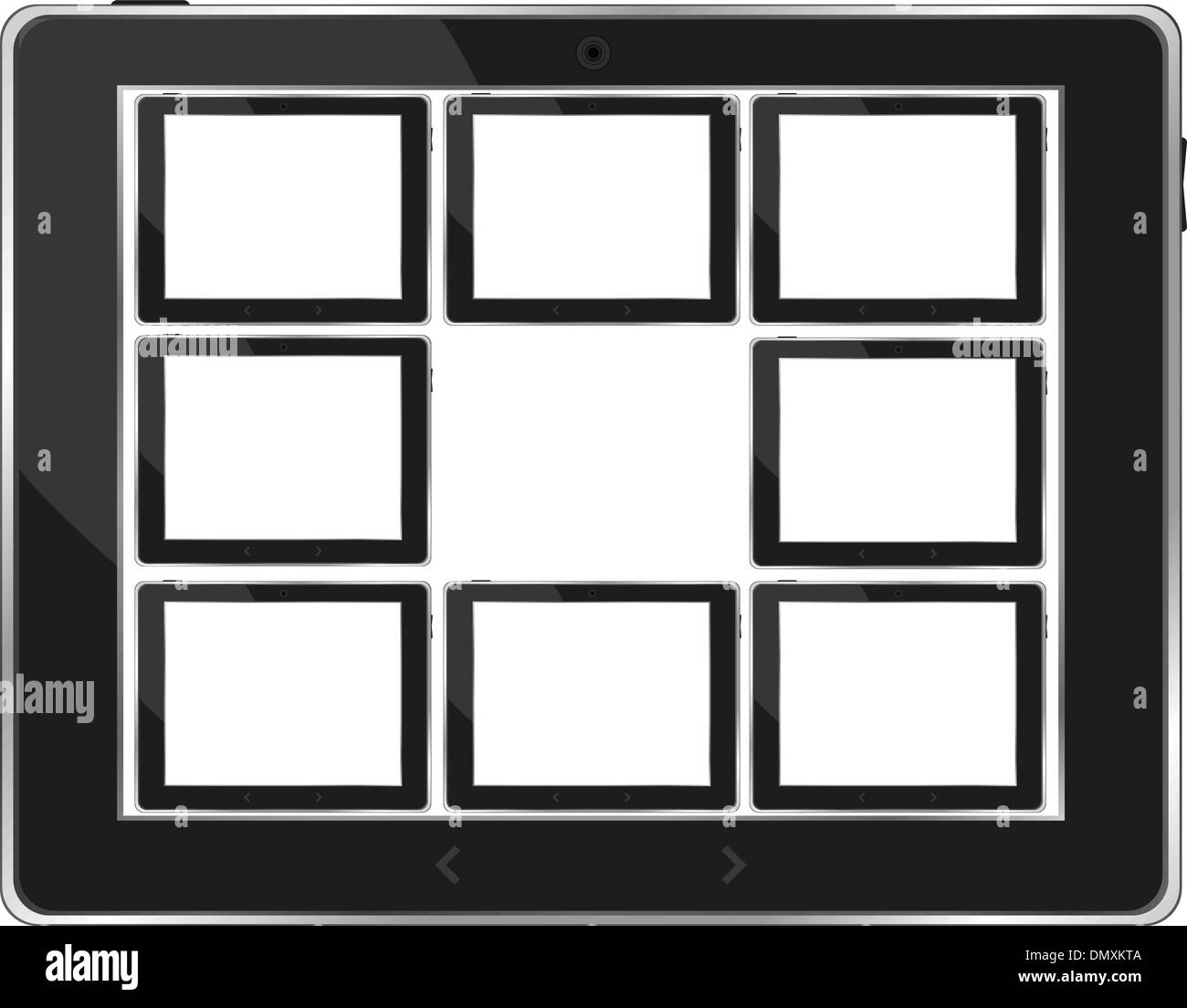 Schwarz Vektor TabletPC set mit weißer Bildschirm Stock Vektor