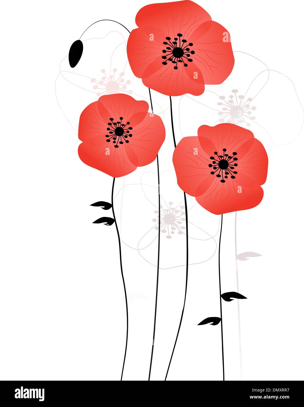 Schönen Mohnblumen Hintergrund illustration Stock Vektor