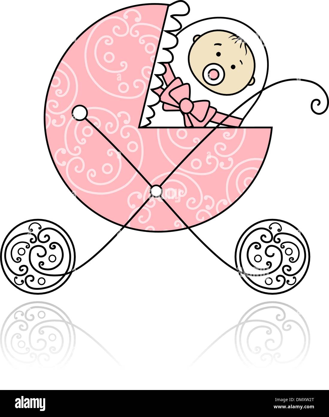 Neugeborenen im Kinderwagen für Ihr design Stock Vektor