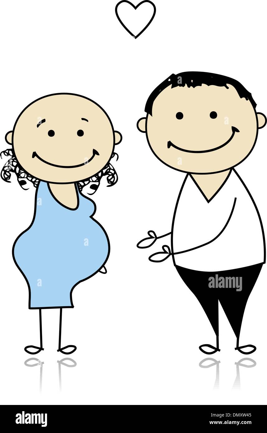Glückliche Eltern, Baby, Schwangerschaft warten Stock Vektor