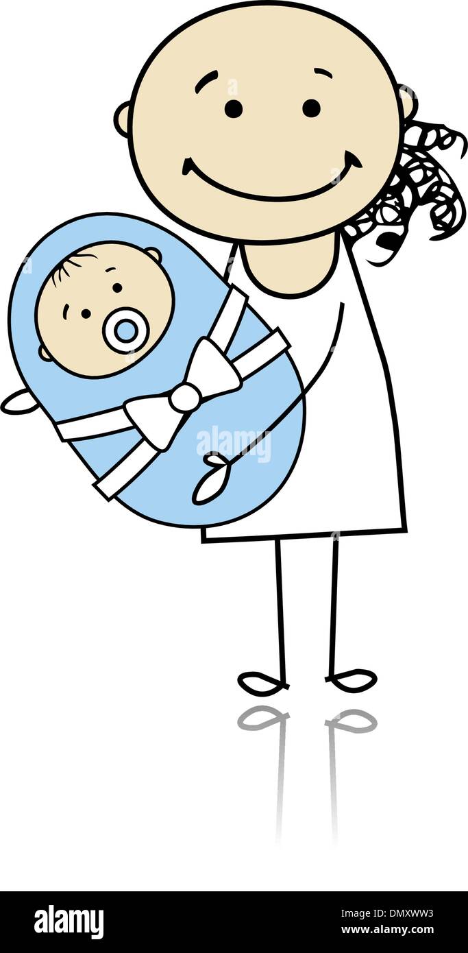 Glückliche Mutter lächelnd mit Neugeborenen Stock Vektor