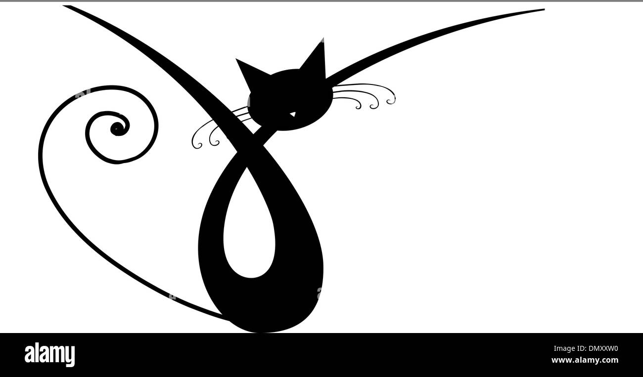 Anmutige schwarze Katze Silhouette für Ihr design Stock Vektor