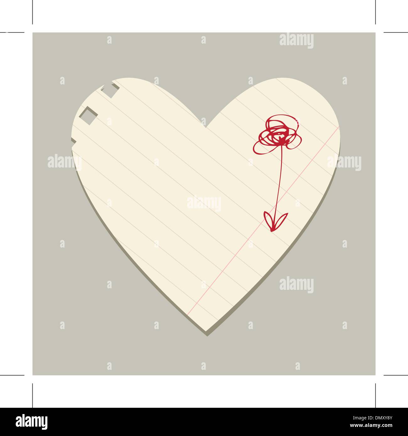 Valentine-Karte vom Blatt Papier für Ihr design Stock Vektor