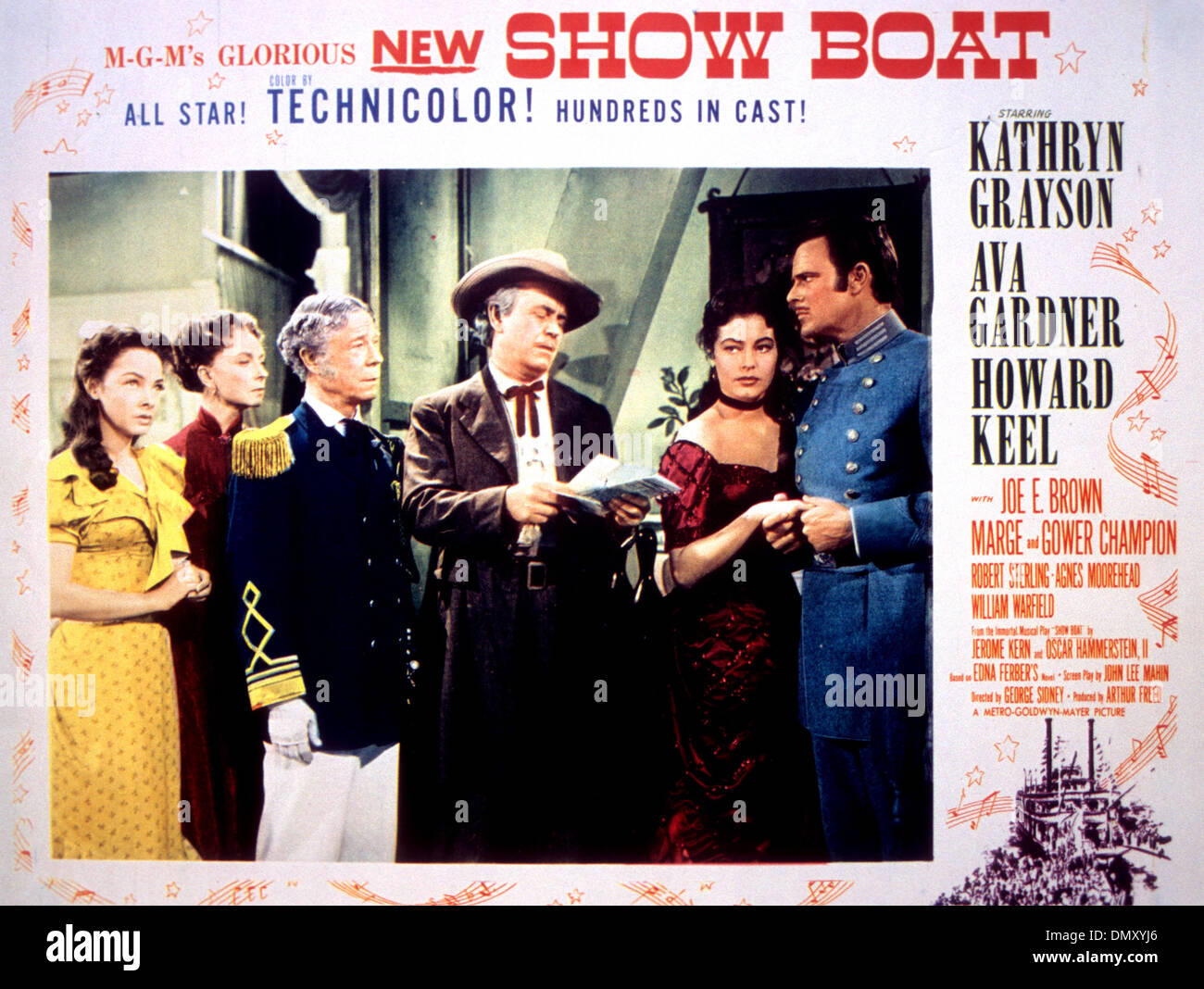 SHOW BOAT Poster für 1951 MGM film Musical mit Kathryn Grayson, Ava Gardner und Howard Keel Stockfoto