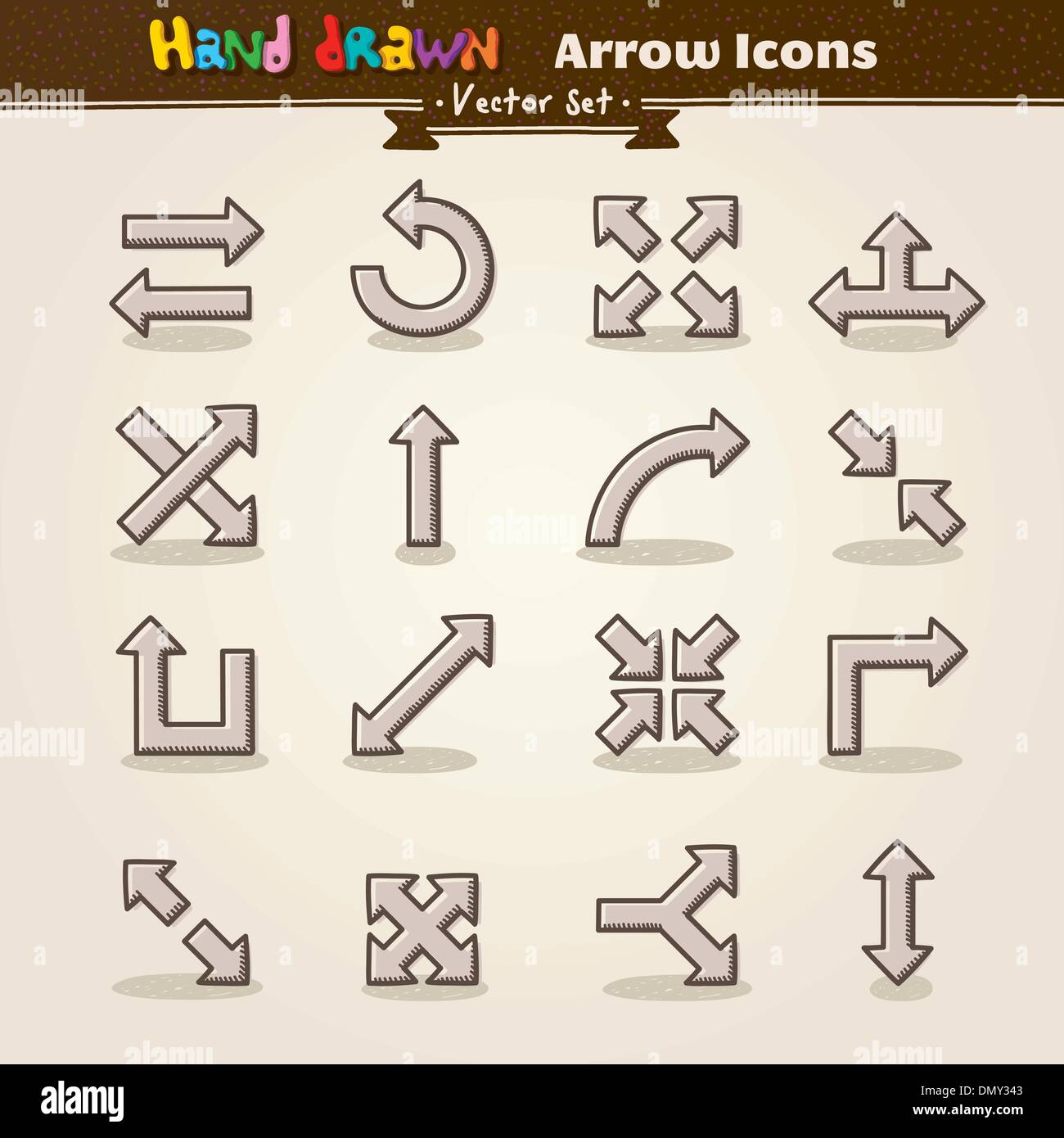 Vektor-Hand-Draw-Pfeil-Icon-Set Stock Vektor