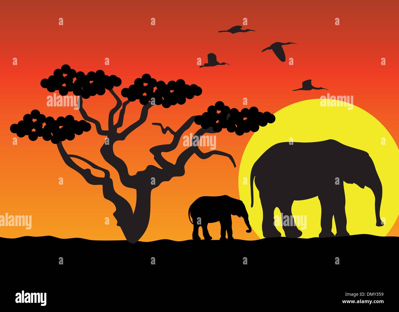 Vektor-Elefanten in Afrika Stock Vektor