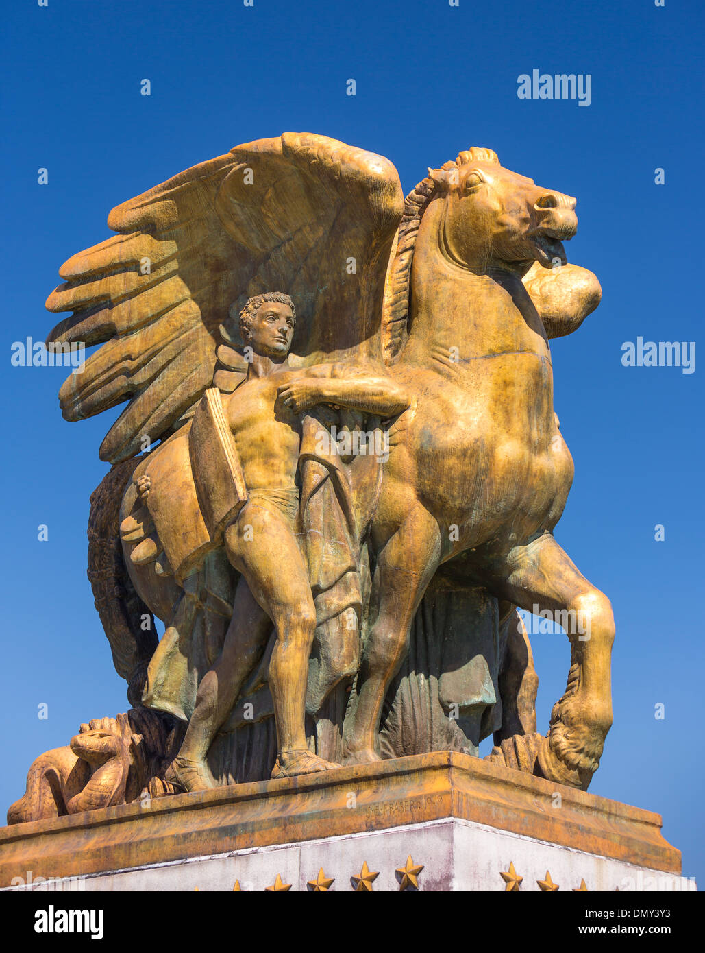 WASHINGTON, DC, USA - Bronze-Skulptur "Aspiration und Literatur" von Bildhauer James Earle Fraser. Stockfoto